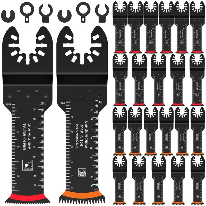 24Pcs Extra Long Oscillating Saw Blade Set Universal Bimetal Oscillating