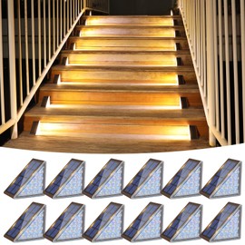 VOLISUN Solar Step Lights Outdoor Waterproof, LED Outdoor Stair Lights, Solar Step Light for Outside, Solar Deck Lights Outdoor Decor for Stair,Front Porch and Patio(Brown,12 Pack)