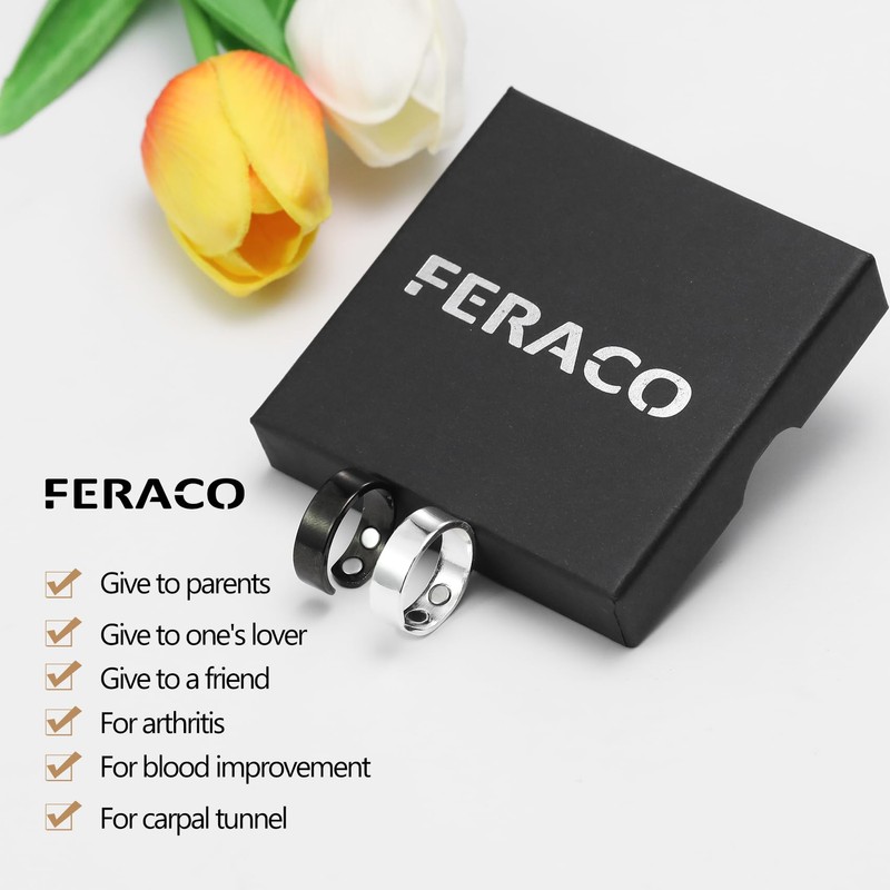 Feraco 2PCS Copper Rings for Women,99.99% Pure Copper Magnetic Therapy