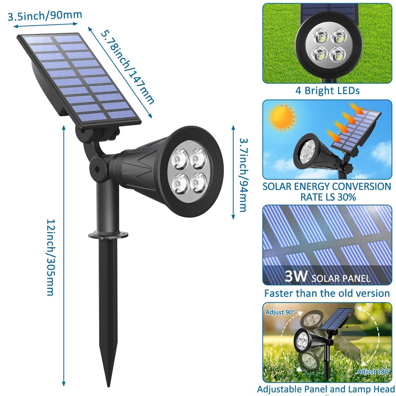 T-SUNUS Green Solar Landscape Spot Lights Christmas IP65 Waterproof Garden