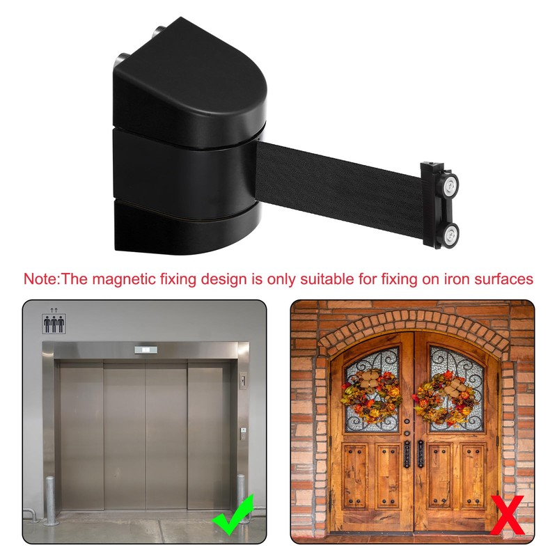 PATIKIL 16.4Ft Magnetic Wall Mount Retractable Belt Barrier, Fixed Crowd