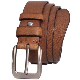 DONWORD Italian Full Grain Leather Belts for Men - Metal Buckle Durable Solid Belts for Jeans Oak 42 (Size 40 Pants)