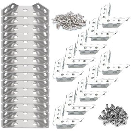 25PCS Universal Stainless Steel Furniture Corner Connector with 40 Screw, Trapeziform Corner Braces Angle Fastener Corner Brackets Corner Brackets for Wood Furniture Furniture Triangle Support Frame