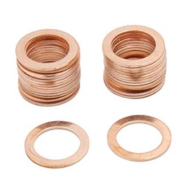 X AUTOHAUX 14mm Inner Dia Copper Crush Washers Flat Car Sealing Gaskets Rings 30pcs