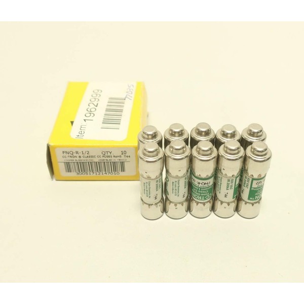 Box of 10 COOPER BUSSMANN FNQ-R-1/2 CC-TRON Fuse Class CC