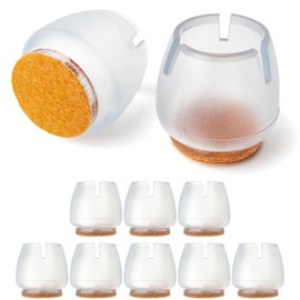 Premium Chair Leg Protectors Set, 8 Pieces, for Round Chair Legs with Diameter 17-21 mm, Transparent, Chair Leg Caps without Screws, Nails, Gluing, Chair Leg Socks Laminate, Tile, Chair Leg Caps Fliz