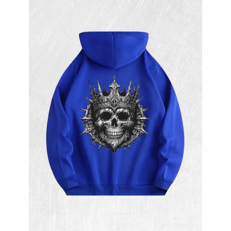 Crowned Skull Graphic Hoodie 100% Cotton US Warehouse 7 ColorsColor: