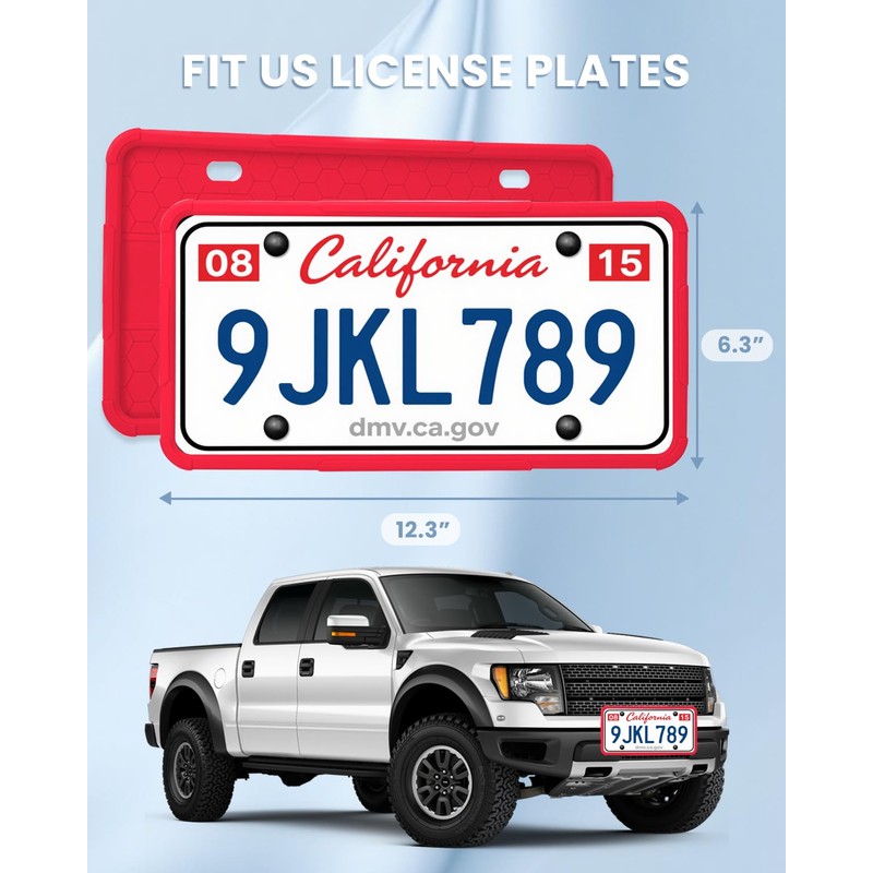 2 Pack Silicone License Plate Frames Black, Car Plate Frame