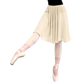 [Tacherlia] Ballet Skirt, Pull Up Elastic Waistband Rehearsal Skirt, cream