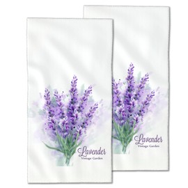 CXULIN 2 Pack Hand Bath Towel,Lavender Bouquet Watercolor Fingertip Towel Bathtub Decorative Bath Towel Bathroom Kitchen Towel Set Highly Absorbent SPA Gym Towels 14x28 Inch
