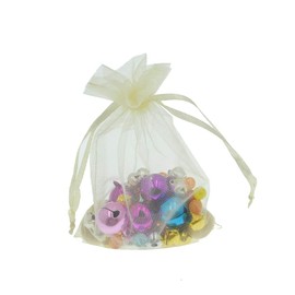 Lautechco 100Pcs Organza Bags 3.5x4.5 inches Beige Organza Gift Bags Small Mesh Bags Drawstring Gift Bags Christmas Drawstring Organza Gift Bags (3.5x4.5 inches Beige)