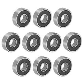PATIKIL 0.24" x 0.75" x 0.28" 607-2RS Deep Groove Ball Bearing 10 Pack Double Rubber Sealed Bearings Pulley Bearing Wheel Skateboard Bearings