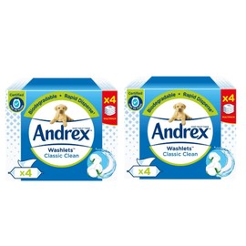 8 Pack (2 x 4 Pack) Washlets Classic Clean Cotton Fresh Moist Flushable Toilet Tissue