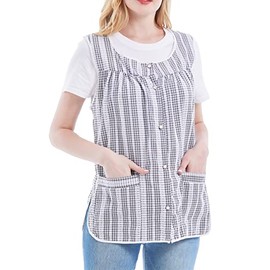 Nanxson Women Cobbler Apron with 2 Patch Pockets,Smock with Snap for Work Chef kitchen CF3152 (Black, Small)