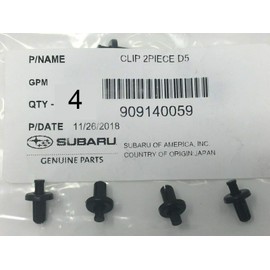 Subaru 2008-2019 Bumper Cover Retainer Clips (4) Impreza Crosstrek 909140059 OEM