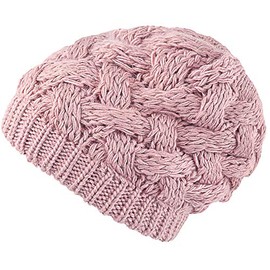 Lilax Cable Knit Slouchy Chunky - Gorro de invierno, Rosado, Talla única