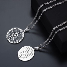 Odinstone Saint Christopher Necklace for Men Womens St Christopher Pendant Medal 925 Sterling Silver Oval Catholic Amulet Protect Us Jewelry Gifts