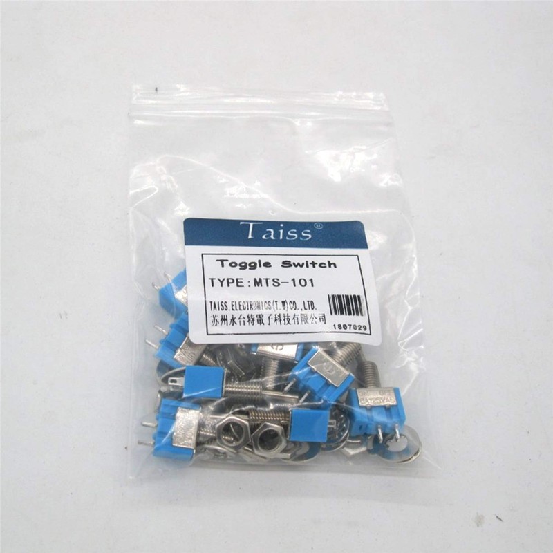 Taiss / 10 pieces blue mini toggle switch on/off SPST