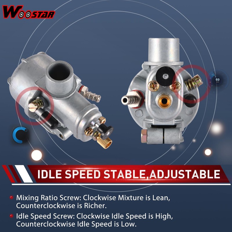 WOOSTAR 15mm Carburetor Bing Style Replacement for Puch Maxi Sport