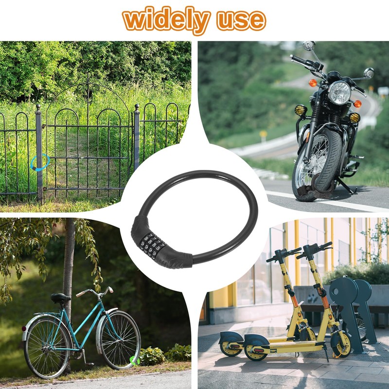 MECCANIXITY 0.4 Feet Bike Lock Cable, 4 Digit Resettable Combination