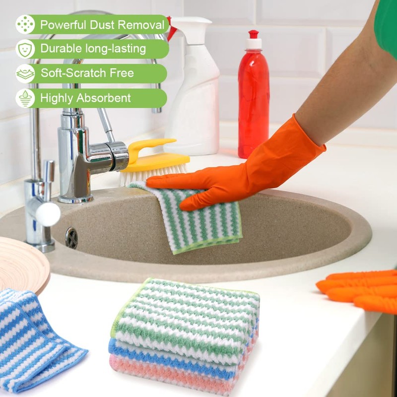 Vicloon Microfiber Cleaning Cloths, 6Pcs Super Absorbent Microfibre Cleaning Cloth，Reusable