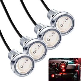 JRQLOV 4Pcs 23mm COB DC 12V Eagle Eye LED Car Fog DRL Daytime Running Light Car ATV Camper Trunk Motorcycle Marker Lights Lamp Tail Reverse Fog Light Signal Lamp (Red)
