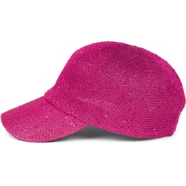 styleBREAKER 04023094 Women's Baseball Cap Plain Woven with Sequins, Airy Summer Baseball Cap, Metal Buckle Adjustable, magenta