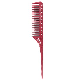 Rat Tail Comb, Triple Neck Comb, Hair Styling Comb with Non-Slip Handle for Professional Salon (Red)