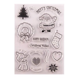 arriettycraft Merry Christmas Decors Deer Elk Socks Balls Clear Stamps for Cards Crafts Decoration and Scrapbooking Rubber Stamps for Crafts