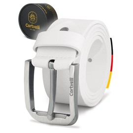 Cartvelli Premium Men's Carbon Leather Belt - Made in Germany with Gift Box - Genuine Leather Belt 40 mm, Carbon White