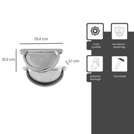 ZAMBELLI Zinc plug-in base (semicircular) with rubber sealing lip, silver, 333/6 pieces, gutter base/gutter cover, galvanised, easy installation