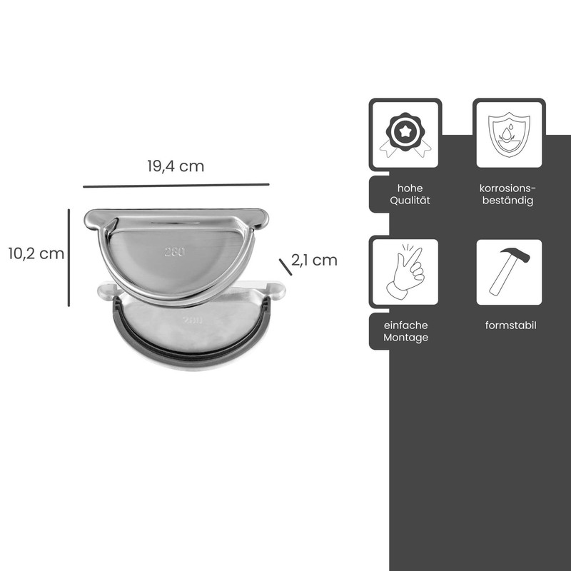 ZAMBELLI Zinc plug-in base (semicircular) with rubber sealing lip, silver,