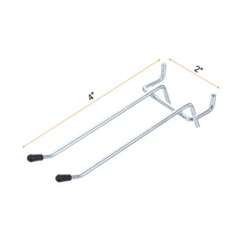 HARFINGTON 15pcs Pegboard Shelving Hooks 5" Metal Peg Board Display Hook Hanging Holders Wall Mount Organize Tools for Workbench Garage Kitchen Store, Silver