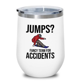 Snowboarding White Edition Wine Tumbler 12oz - Jumps - Ski Snowboard Goggles Snowboarder Skiing Snowboarding Gift Skiers Hiking Mountain