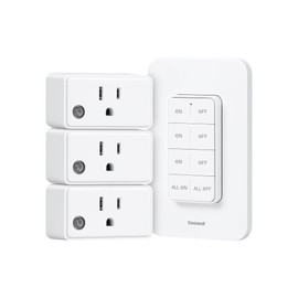 Remote Control Outlet Wireless Wall Mounted Light Switch, 3 Independent Control Outlets, 200FT RF Range, Mini Outlet Plug, 15A/1875W High-Power for Lamps, Lights, Household Appliances, ETL Listed