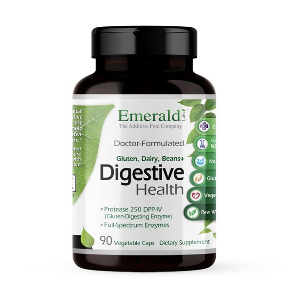 Emerald Labs Digestive Health - Dietary Supplement with Protease 250 DPP-IV and Probiotics with Digestive Enzymes for Constipation Relief and Digestive Aid - 90 Vegetable Capsules
