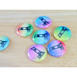 10 pc Pinback Buttons, Mixed Color Guillotine 1" Round (new handmade)