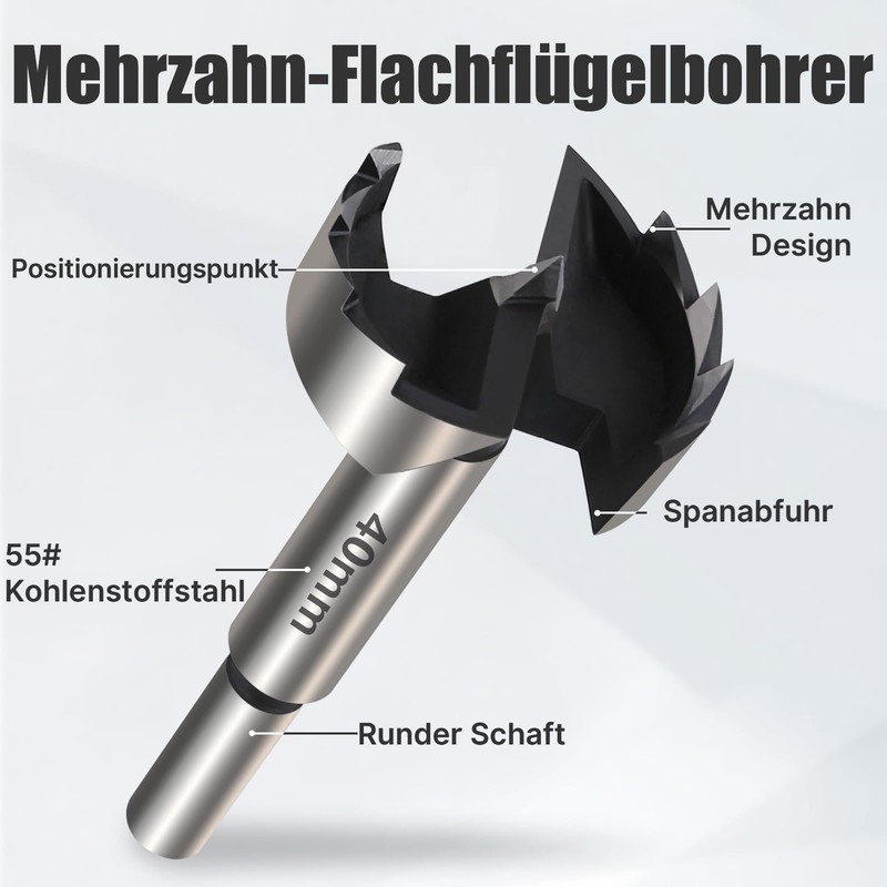 Vearter 55 mm Forstner Drill, Multi-tooth Wood Drill Bit Made