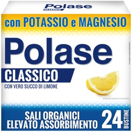 Polase Classico, Magnesio e Potassio, Integratore Alimentare, contro Stanchezza e Fatica Fisica, Caldo, Sali Minerali Organici, Gusto Limone, 24 Bustine