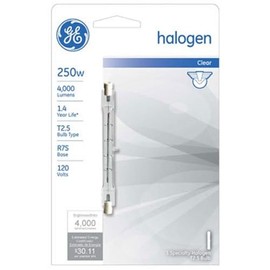 GE 97673 300-Watt 5950-Lumen Specialty T2.5 Halogen Light Bulb, Clear, 2-Pack