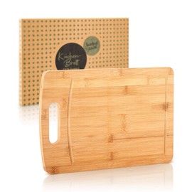 bambuswald© Ecological Chopping Board, Cutting Mat, 100% Bamboo, 4 Sizes, Chopping Board, Bread Board, Kitchen Board, Carving Board, Serving Board, Ideal for Cheese, Bread, Vegetables or Meat, Medium