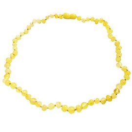 Genuine Baltic Amber Necklace - Polished Beads - Lemon Colors - Knotted Between Beads - Size 50 cm - 20 inch