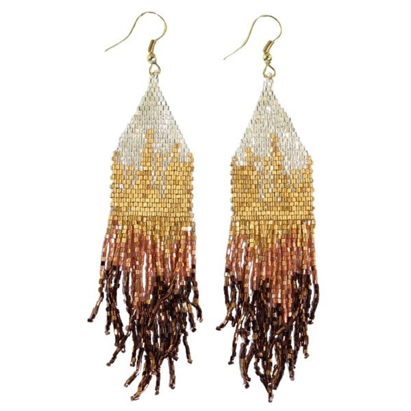 INK+ALLOY Claire Ombre Mixed Metallic 4.25-Inch Beaded Fringe Luxe Earrings