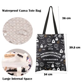 FEELMEM OUIJA Gamer Gift Ghost Ouija Board Tote Bag Witch Gifts Witch Lover Shoulder Bag Work Bag Inspirational Gift, beige