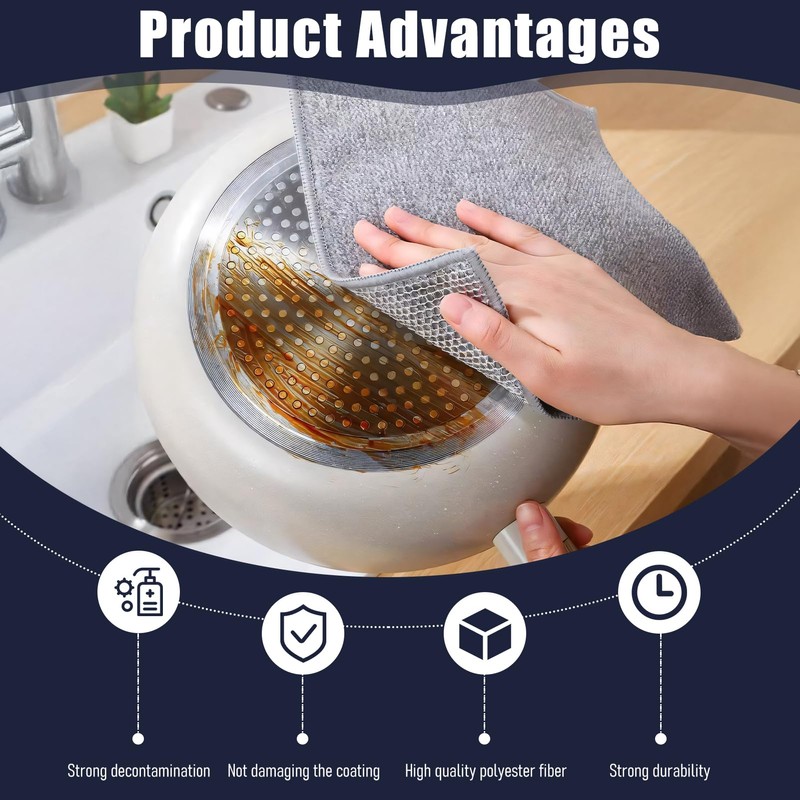 DmDoyy Microfibre Cloths Microfibre Cleaning Cloths with Poly Mesh Scouring