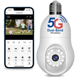 LaView 4MP Bulb Security Camera 5G& 2.4GHz WiFi, 360°2K Security Cameras Wireless Outdoor Indoor Full Color Day and Night, Motion Detection, Audible Alarm, Easy Installation, Compatible with Alexa
