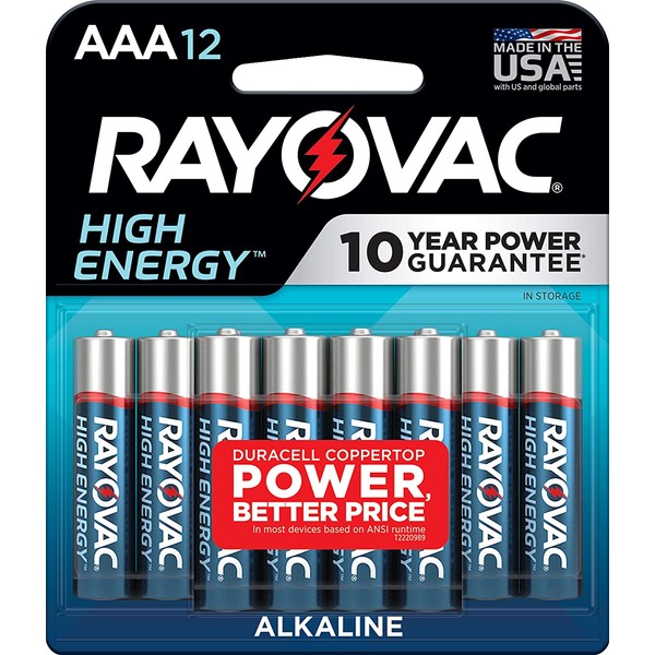 Rayovac AAA Batteries, Alkaline Triple A Batteries (12 Battery Count)