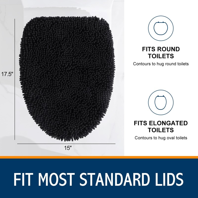 Smiry Soft Chenille Bathroom Toilet Lid Cover, Machine Washable Covers,