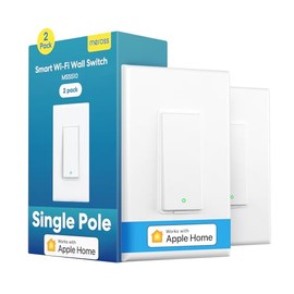 Meross Interruptor de luz inteligente de un solo polo, requiere cable neutro, compatible con Apple HomeKit, Alexa, Google Home y SmartThings, WiFi de 2.4 GHz, control remoto de aplicación y control de