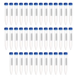 HUAZIZ Centrifuge Tubes, 15 ml, Cone, Test Tubes, Plastic Centrifuge Tubes, Blue with Screw Cap, Graduated Sample Container, Sample Tubes for Laboratory, Chemistry, Experiments, Pack of 40